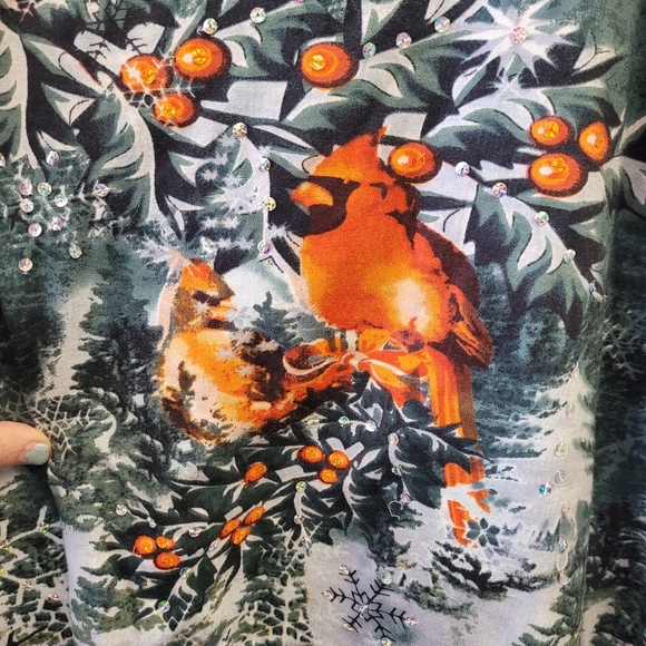 Collections‎ Etc Size XL Holiday Red Cardinal Rhinestone Tunic Top - Picture 2 of 6